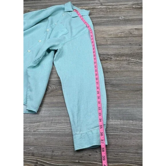 Tommy Bahama RELAX Button Up Shirt Men XL Linen Long Sleeve Blue Beach Nautical - Picture 9 of 12